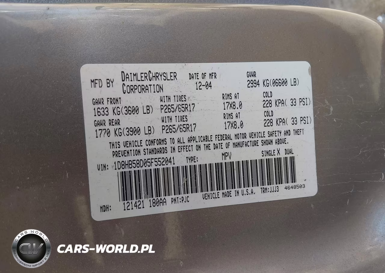 2005 Dodge Durango Limited VIN:1D8HB58D05F552041 - 9