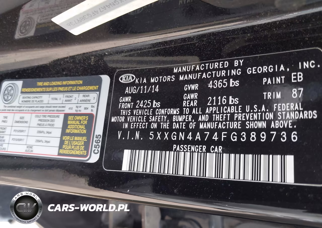 2015 Kia Optima Ex VIN:5XXGN4A74FG389736 - 9