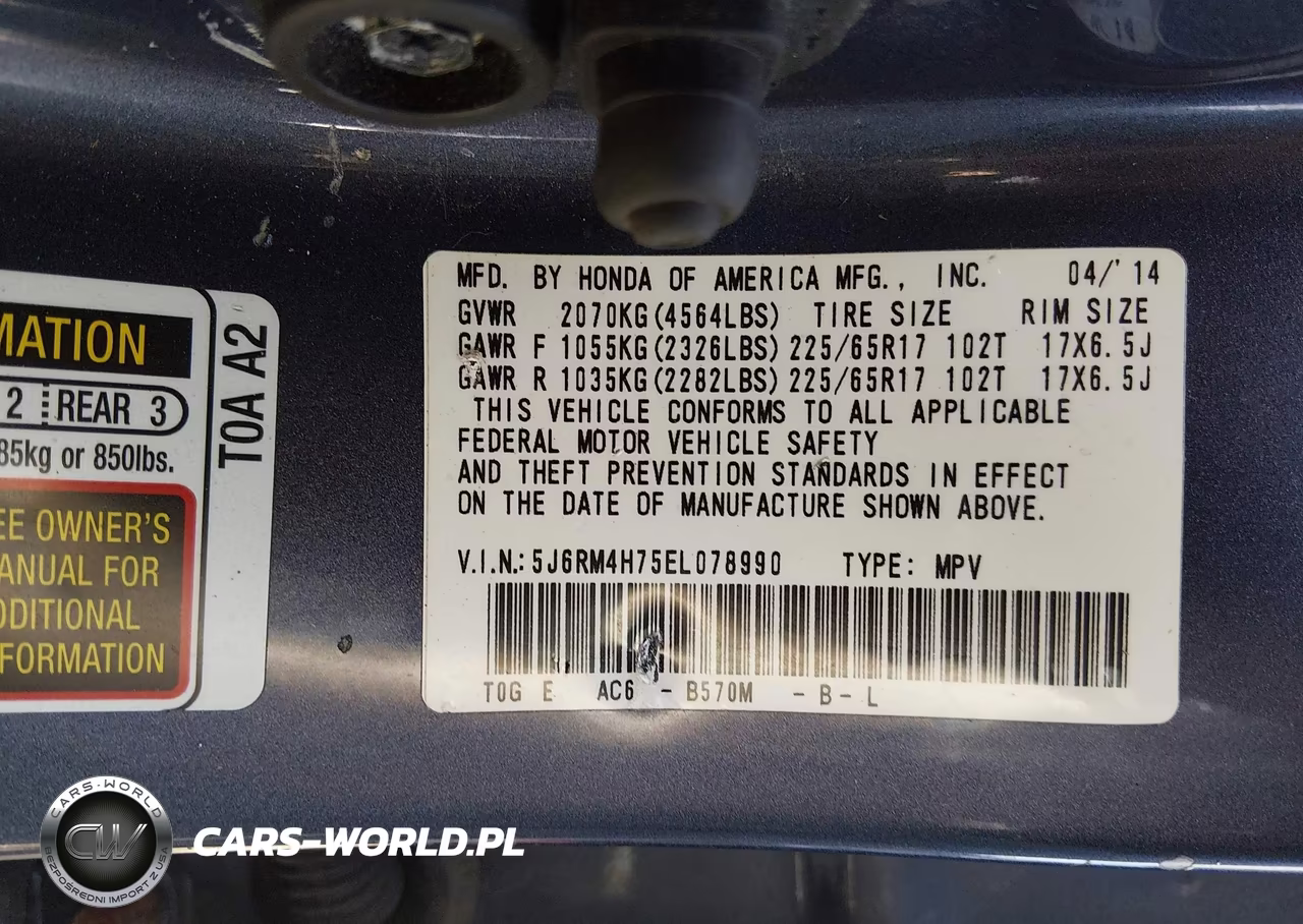 2014 Honda Cr-V Ex-L VIN:5J6RM4H75EL078990 - 9