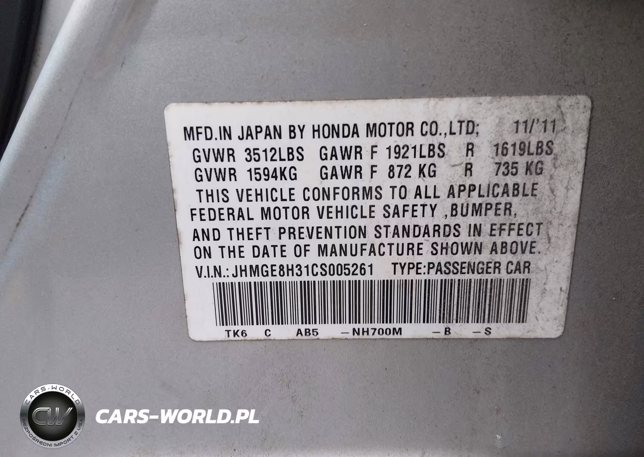 2012 Honda Fit VIN:JHMGE8H31CS005261 - 9