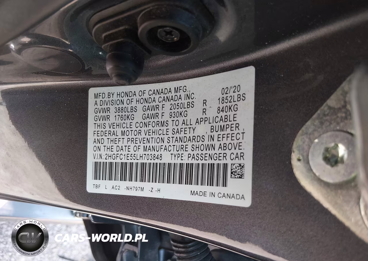 2020 Honda Civic Si Sedan VIN:2HGFC1E55LH703848 - 9