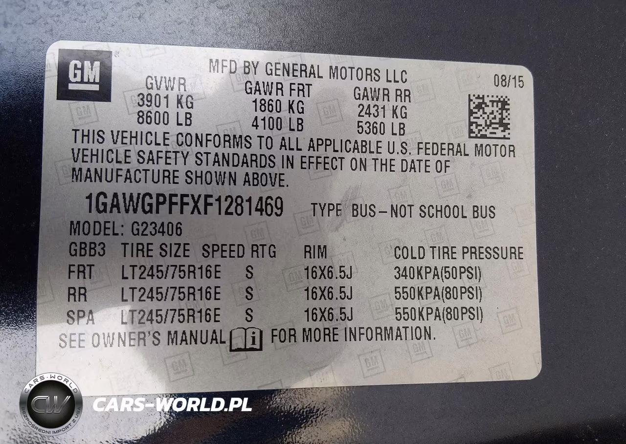 2015 Chevrolet Express 2500 Ls VIN:1GAWGPFFXF1281469 - 9
