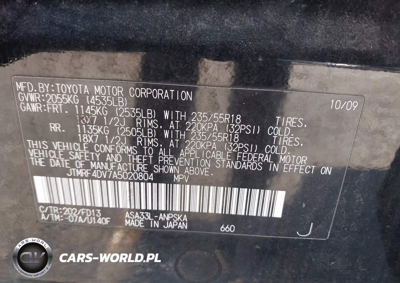 2010 Toyota Rav4 Sport VIN:JTMRF4DV7A5020804 - 9