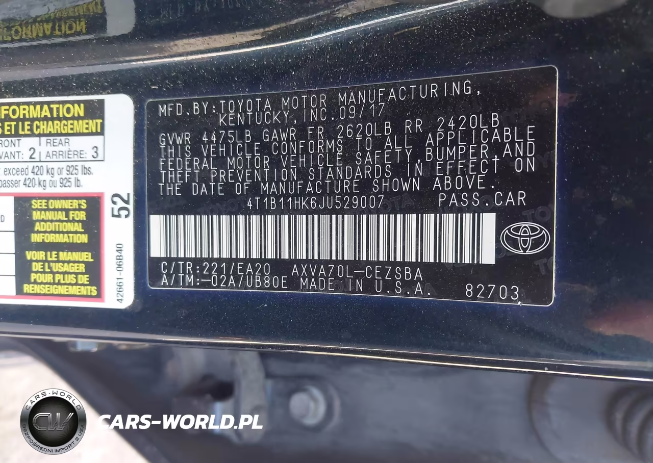 2018 Toyota Camry Se VIN:4T1B11HK6JU529007 - 9