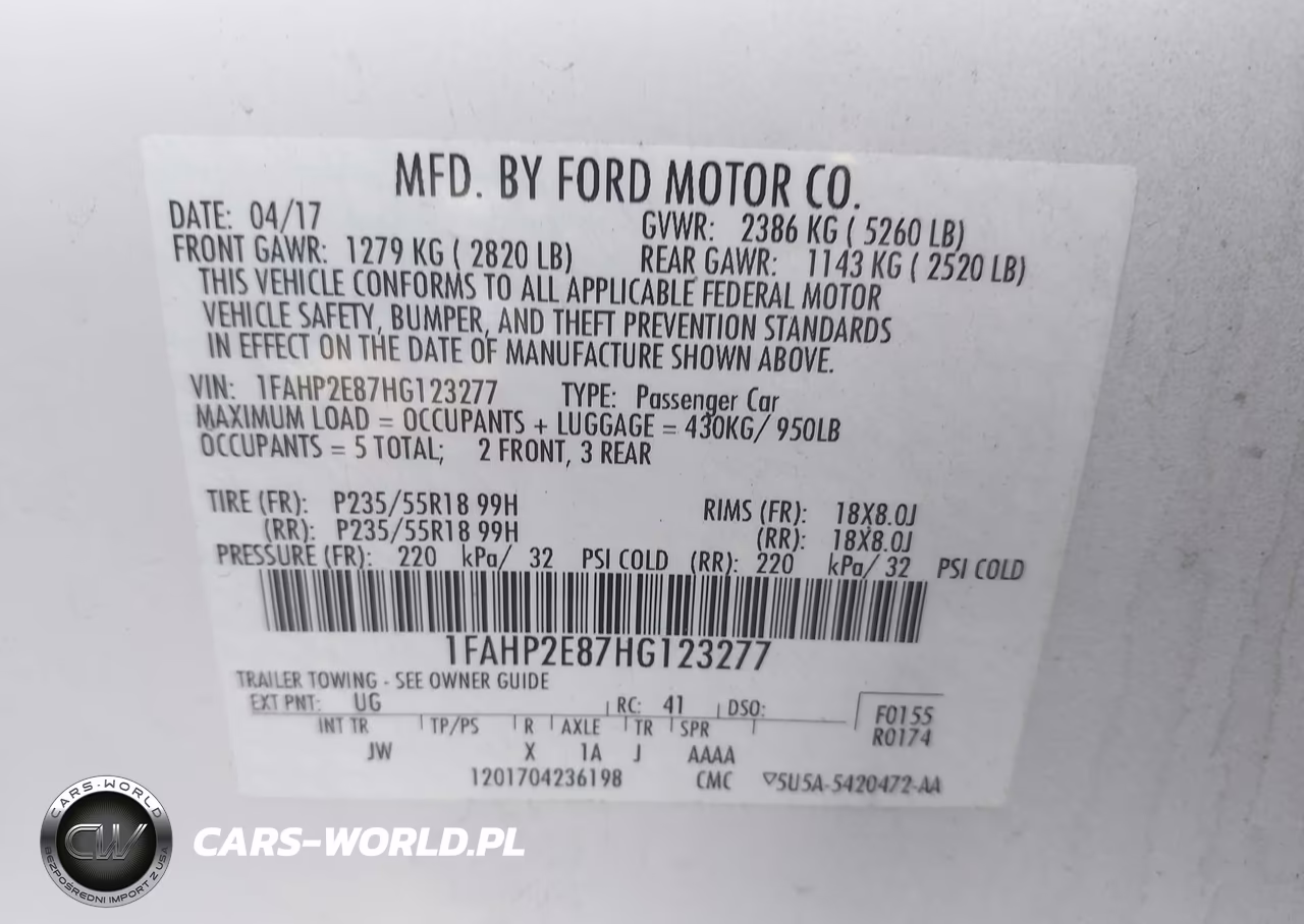 2017 Ford Taurus Sel VIN:1FAHP2E87HG123277 - 9
