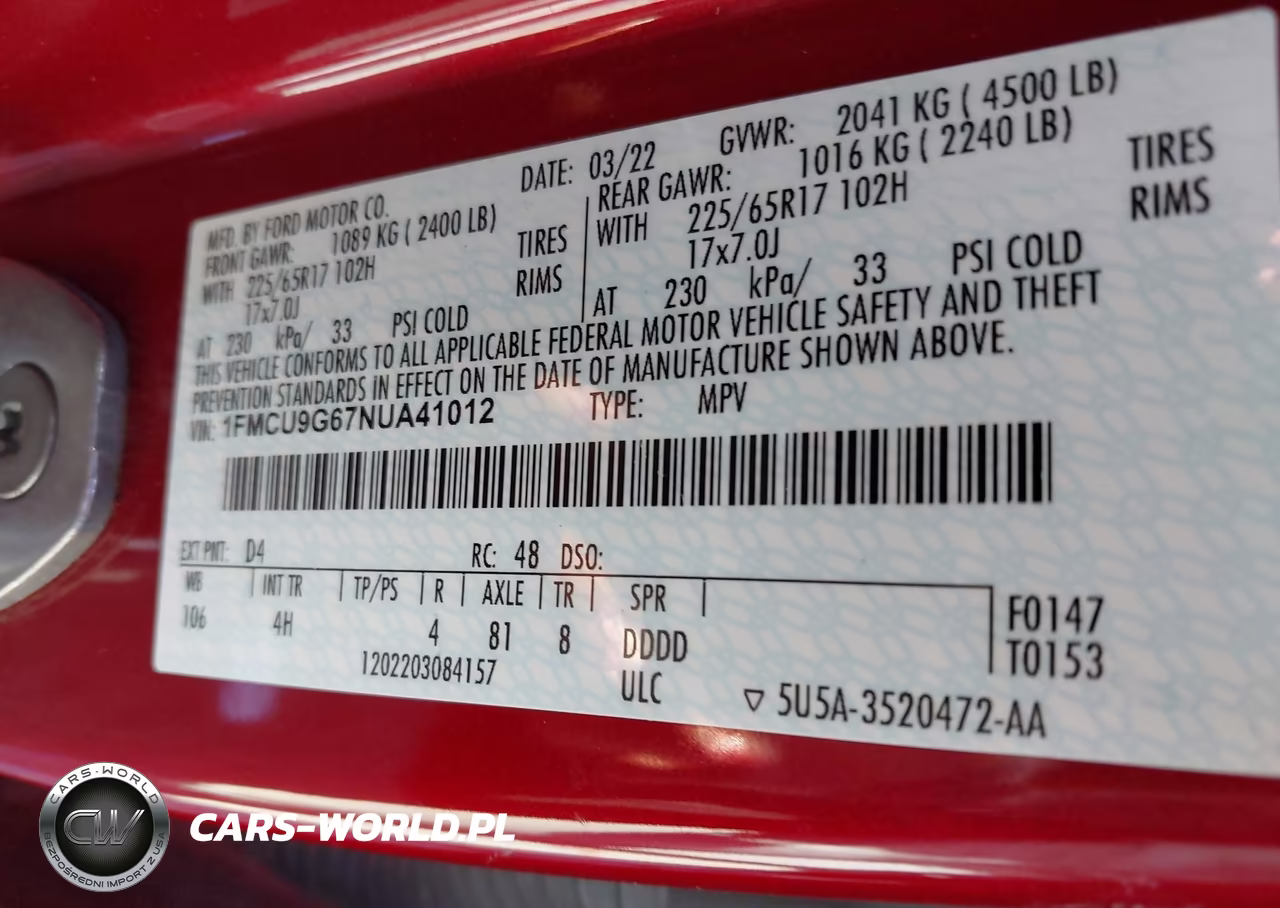 2022 Ford Escape Se VIN:1FMCU9G67NUA41012 - 9