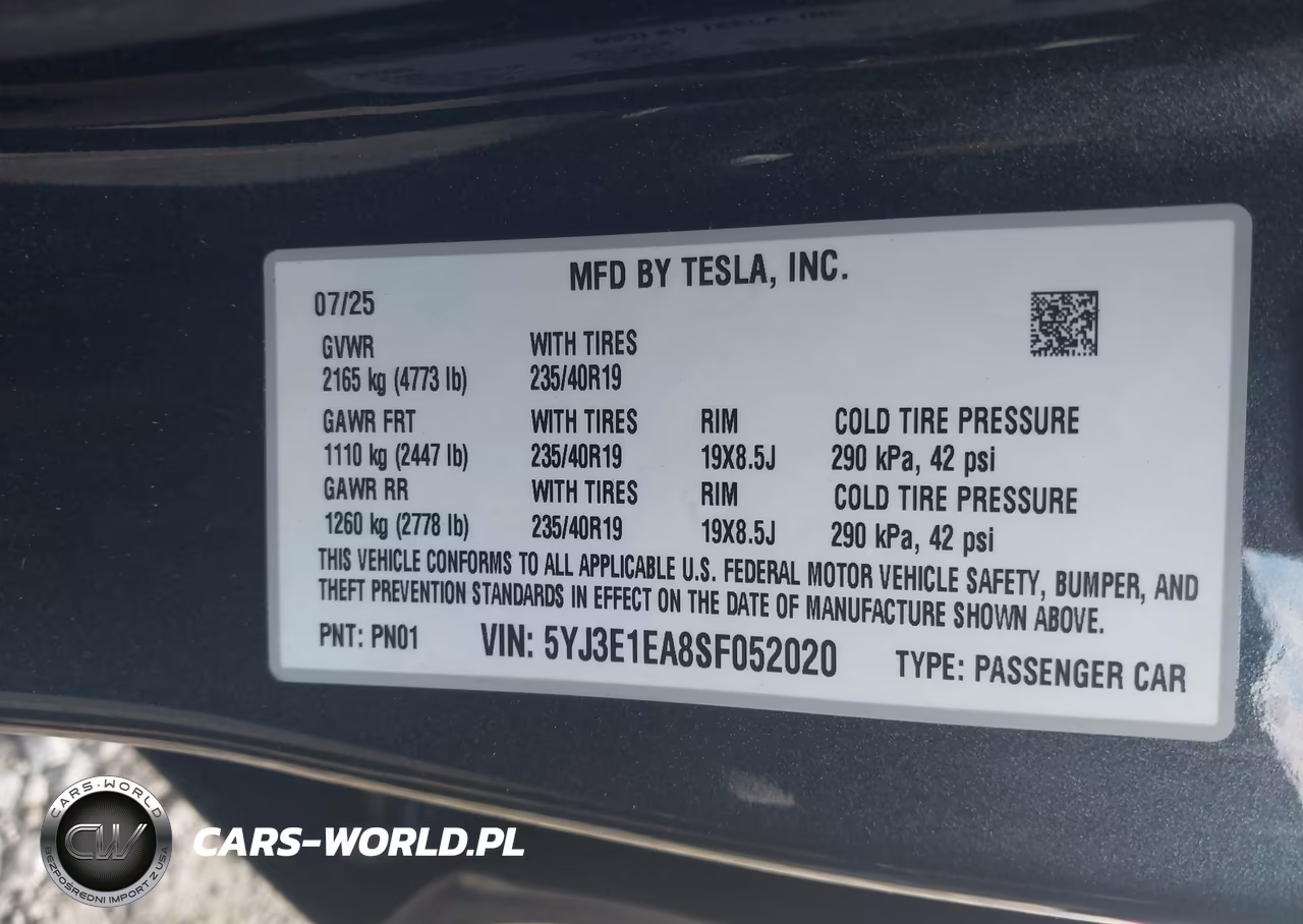 2025 Tesla Model 3 Long Range Rear-Wheel Drive-Standard Rear-Wheel Drive VIN:5YJ3E1EA8SF052020 - 9