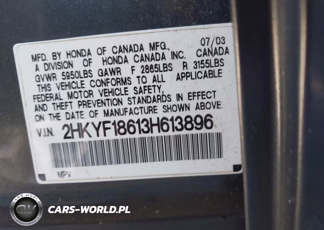 2003 Honda Pilot Exl VIN:2HKYF18613H613896 - 9
