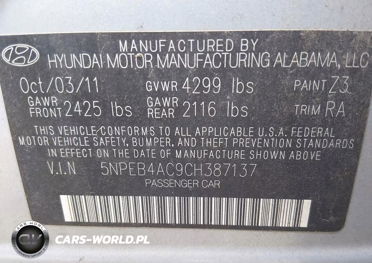 2012 Hyundai Sonata Gls VIN:5NPEB4AC9CH387137 - 9
