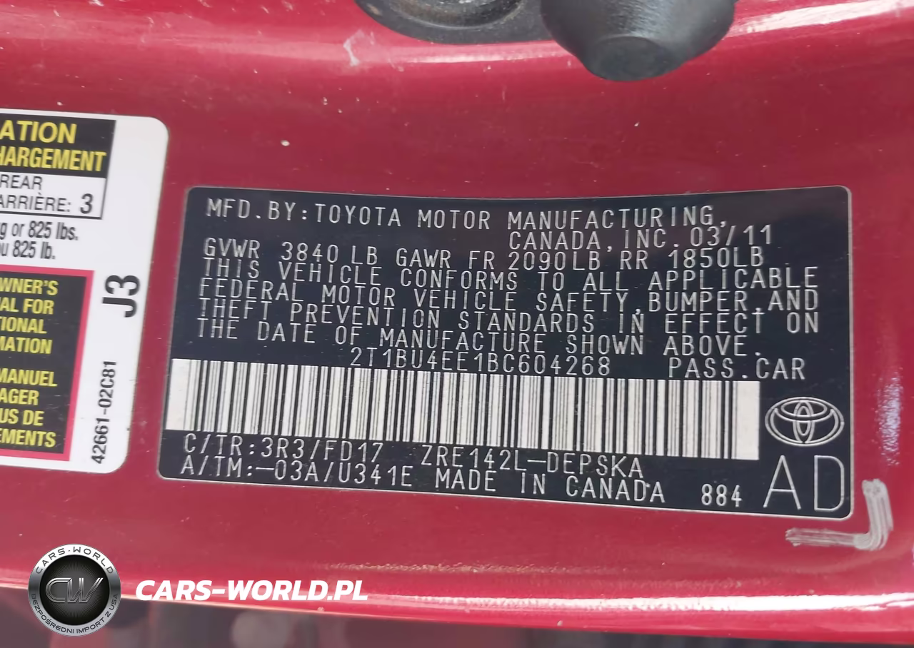 2011 Toyota Corolla S VIN:2T1BU4EE1BC604268 - 9