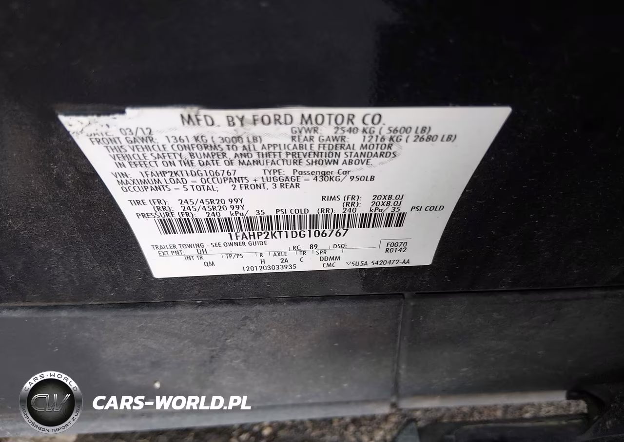 2013 Ford Taurus Sho VIN:1FAHP2KT1DG106767 - 9