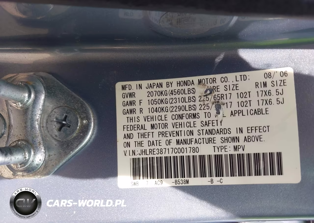 2007 Honda Cr-V Ex-L VIN:JHLRE38717C001780 - 9