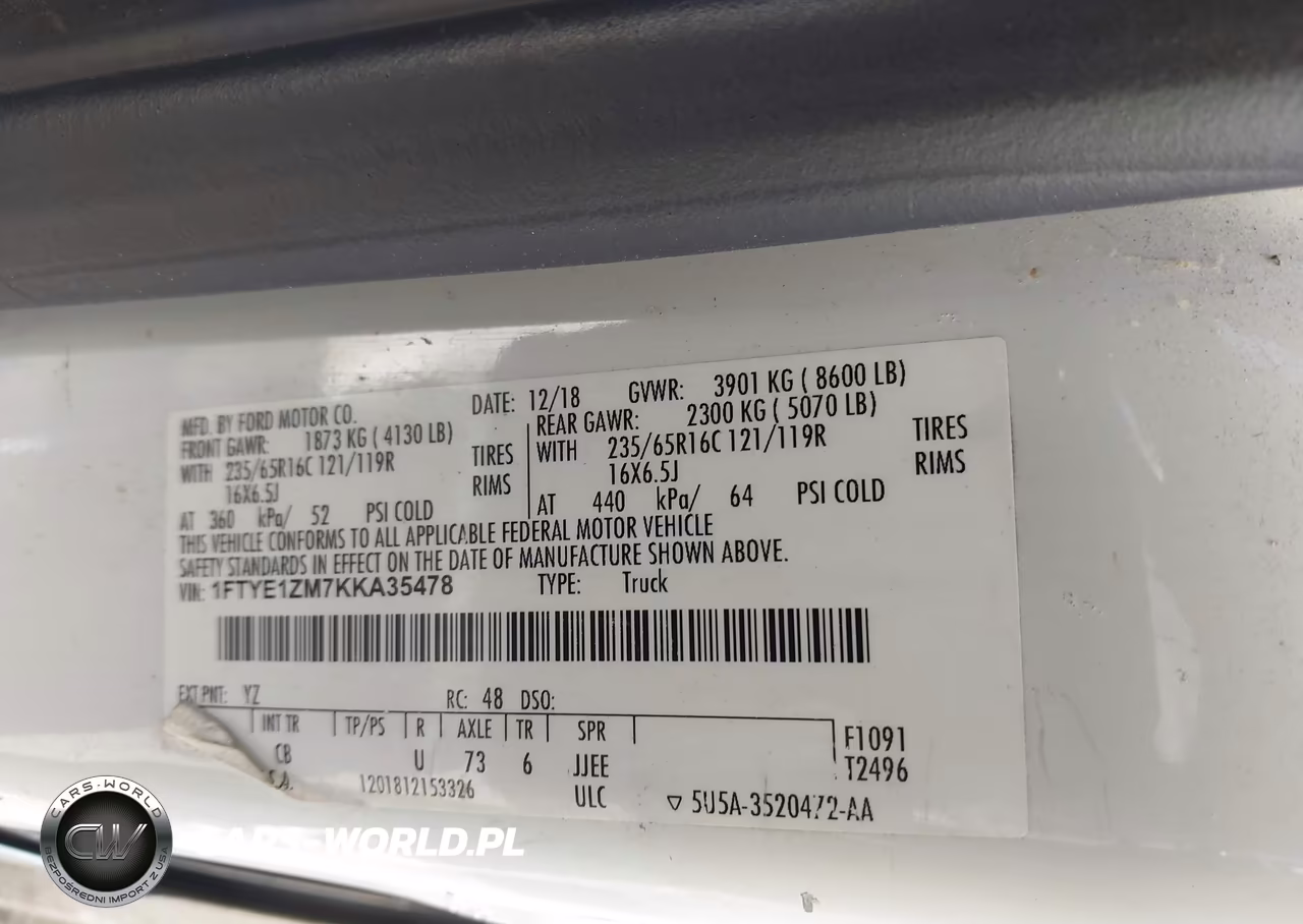 2019 Ford Transit-150 VIN:1FTYE1ZM7KKA35478 - 9