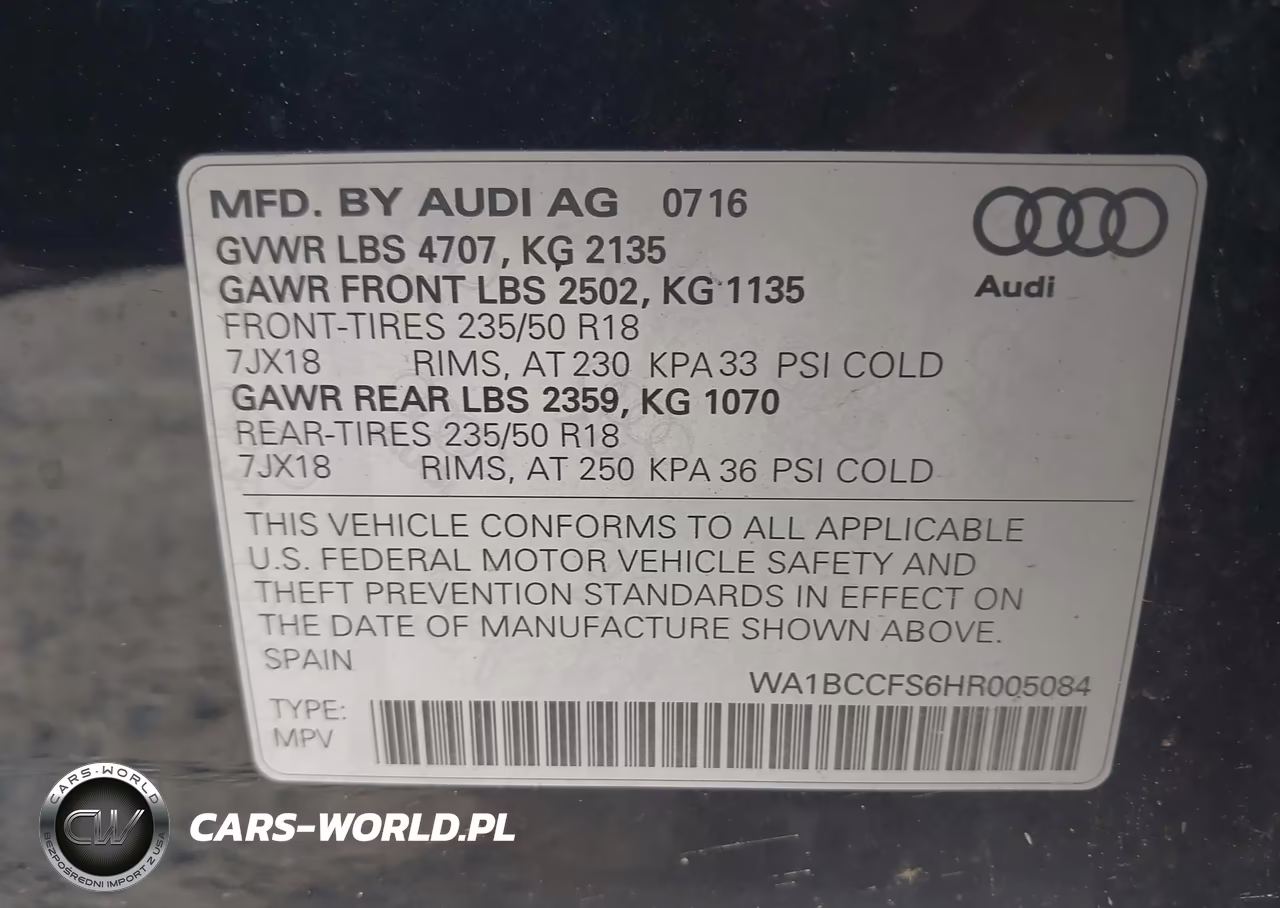 2017 Audi Q3 2.0T Premium VIN:WA1BCCFS6HR005084 - 9
