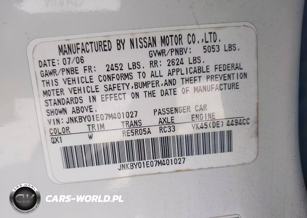 2007 Infiniti M45 Sport VIN:JNKBY01E07M401027 - 9