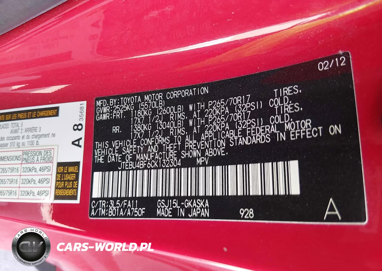 2012 Toyota Fj Cruiser VIN:JTEBU4BF6CK132304 - 9