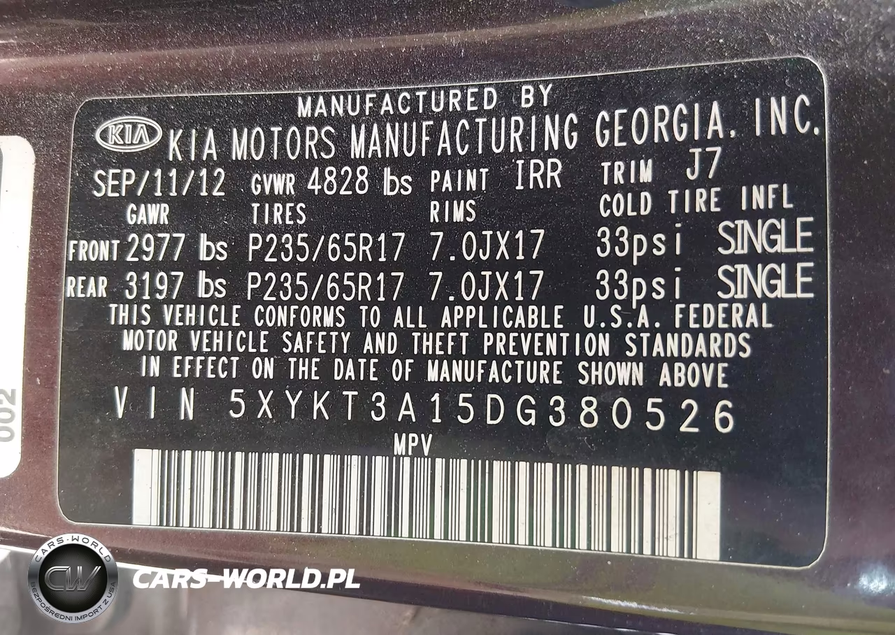 2013 Kia Sorento Lx VIN:5XYKT3A15DG380526 - 9