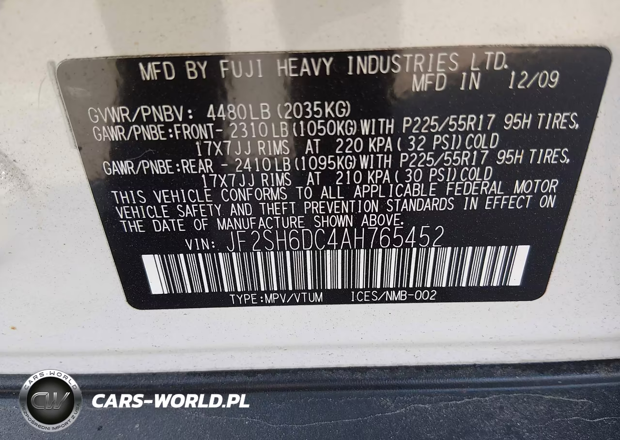 2010 Subaru Forester 2.5X Limited VIN:JF2SH6DC4AH765452 - 9