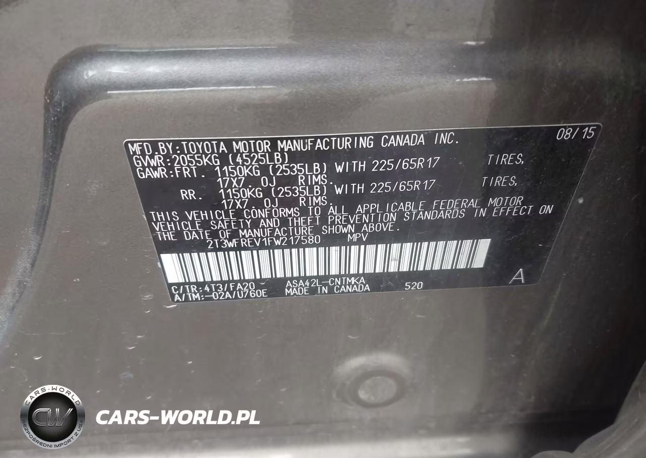 2015 Toyota Rav4 Xle VIN:2T3WFREV1FW217580 - 9