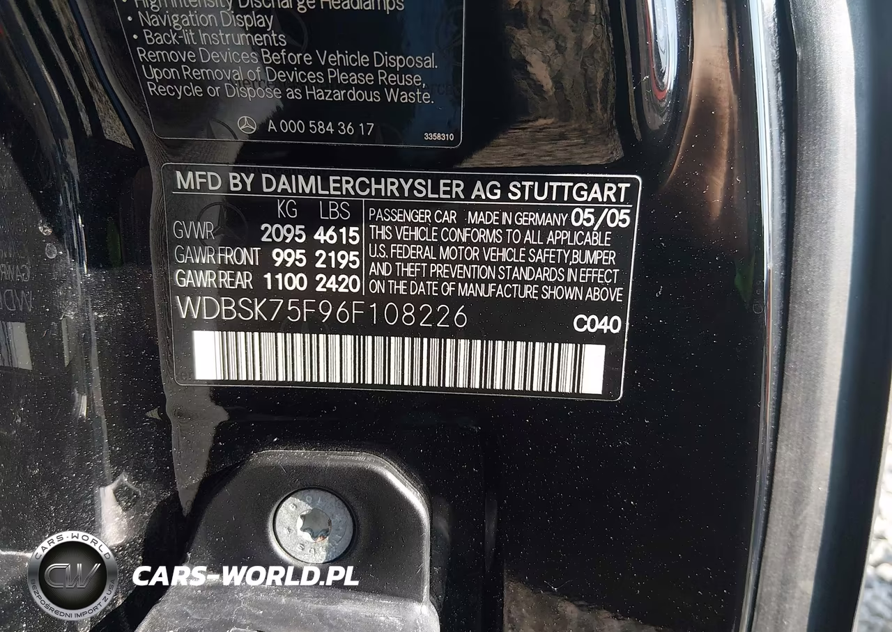 2006 Mercedes-Benz Sl 500 VIN:WDBSK75F96F108226 - 9