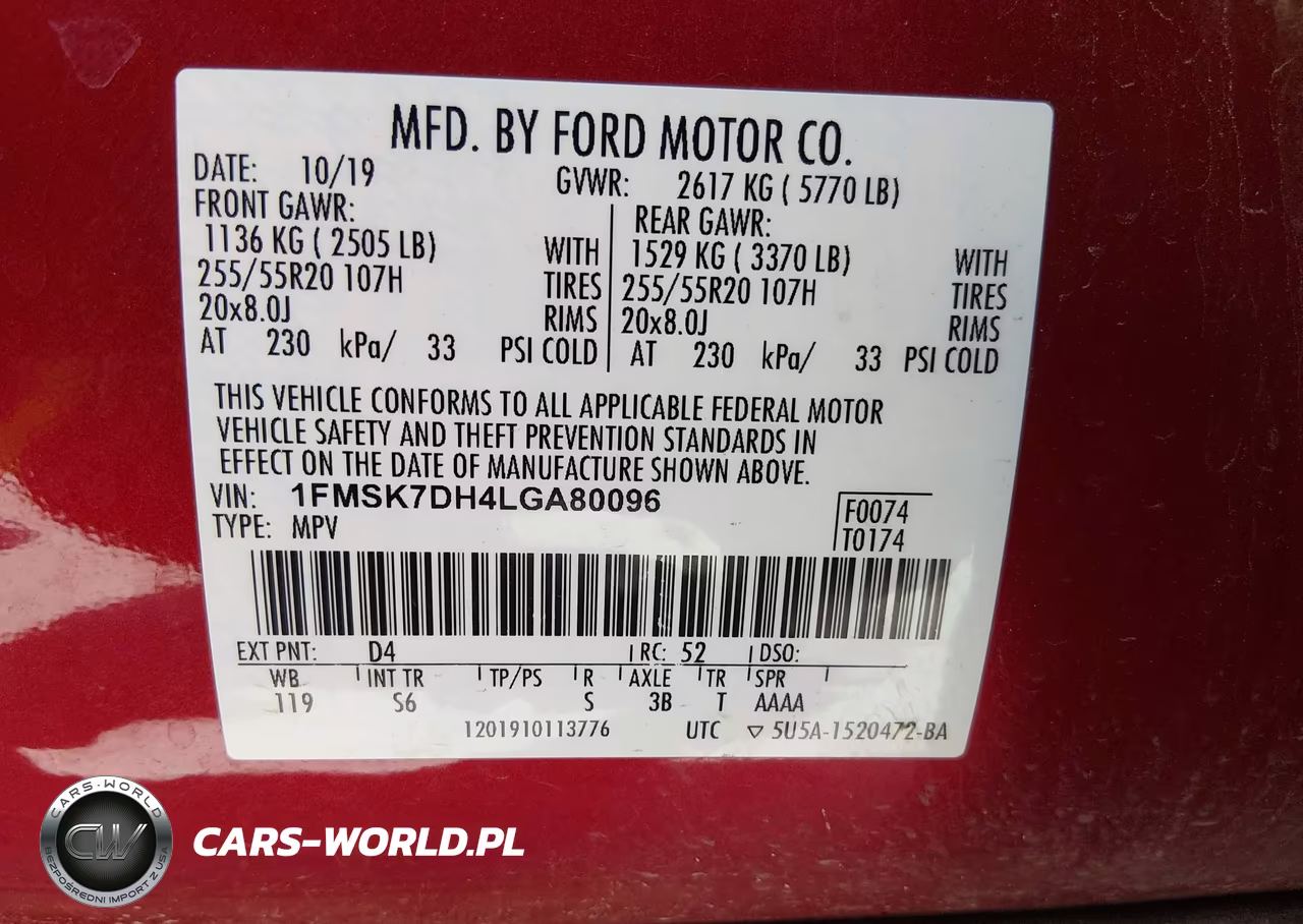 2020 Ford Explorer Xlt VIN:1FMSK7DH4LGA80096 - 9