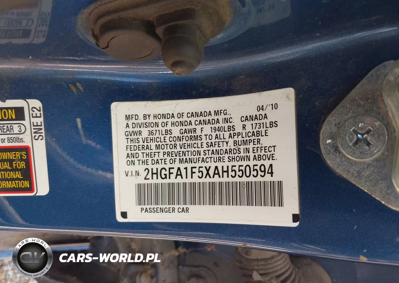 2010 Honda Civic Lx VIN:2HGFA1F5XAH550594 - 9