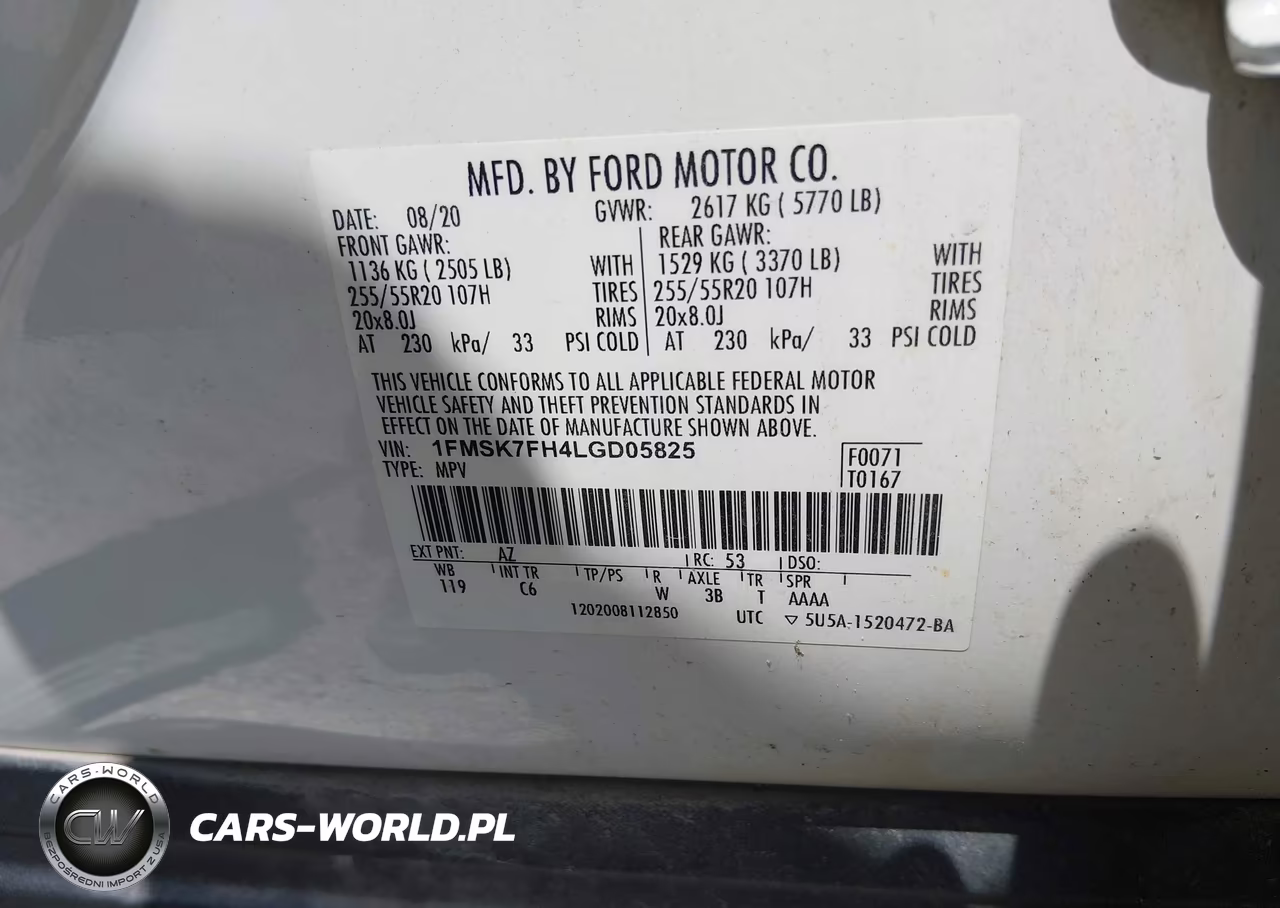 2020 Ford Explorer Limited VIN:1FMSK7FH4LGD05825 - 9