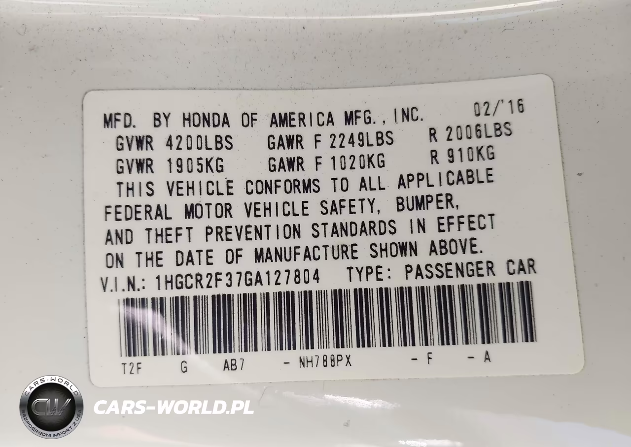 2016 Honda Accord Lx VIN:1HGCR2F37GA127804 - 9