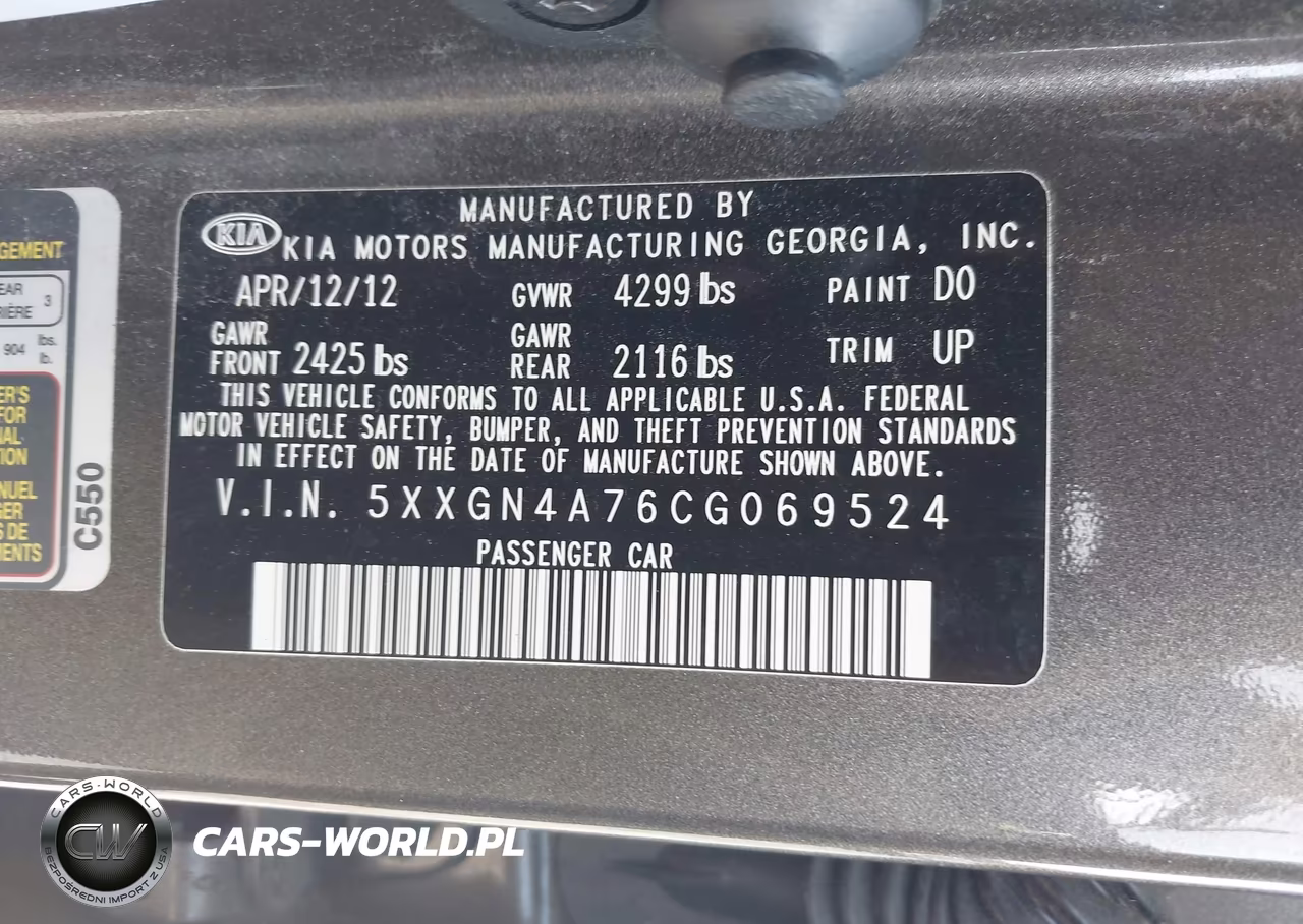 2012 Kia Optima Ex VIN:5XXGN4A76CG069524 - 9