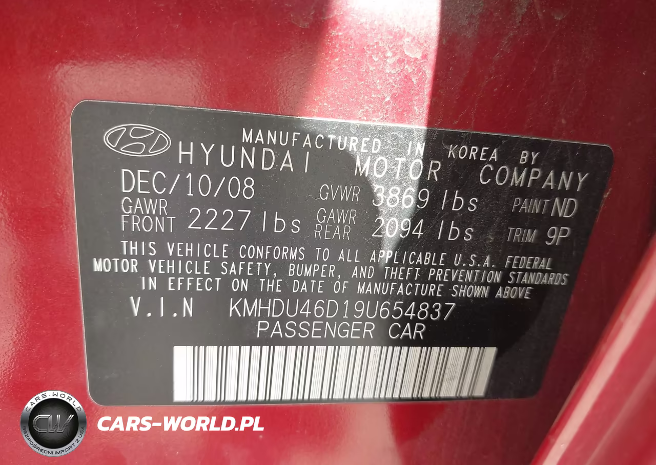 2009 Hyundai Elantra Se VIN:KMHDU46D19U654837 - 9