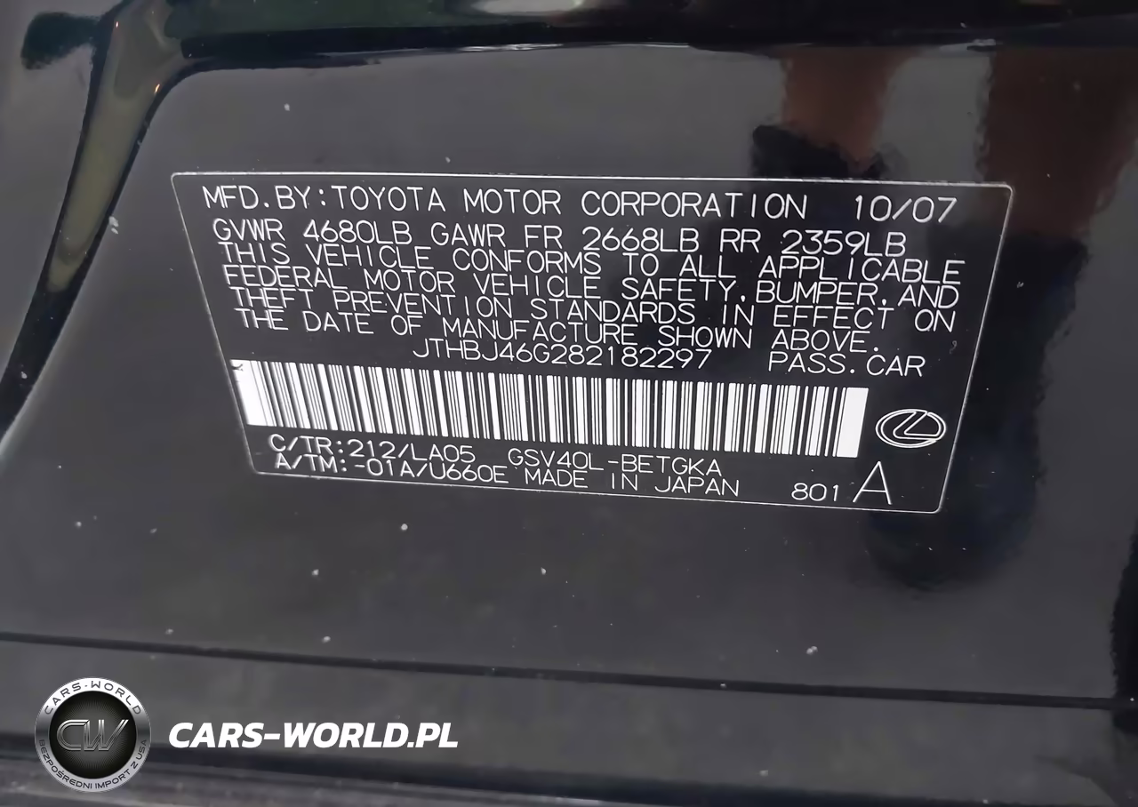 2008 Lexus Es 350 VIN:JTHBJ46G282182297 - 9