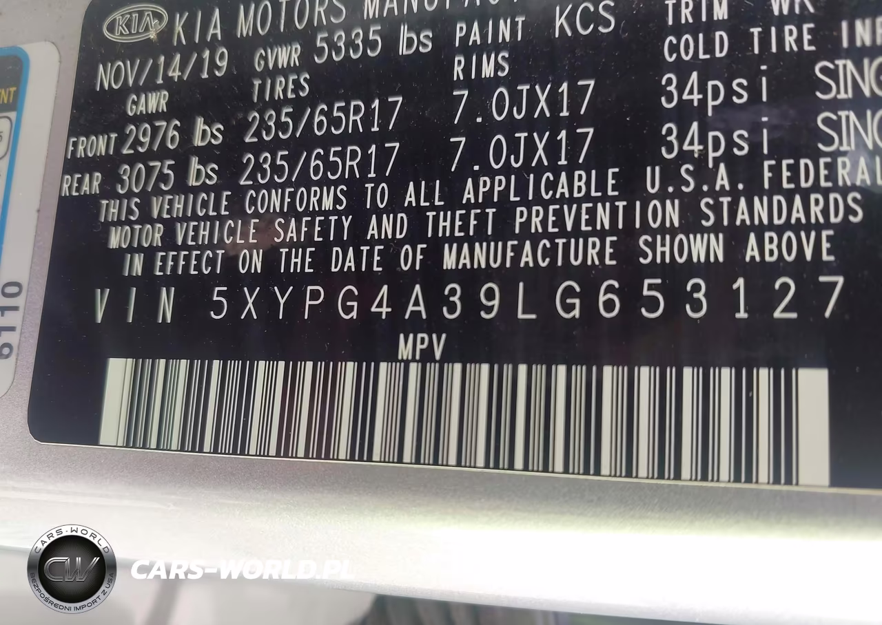 2020 Kia Sorento 2.4L Lx VIN:5XYPG4A39LG653127 - 9