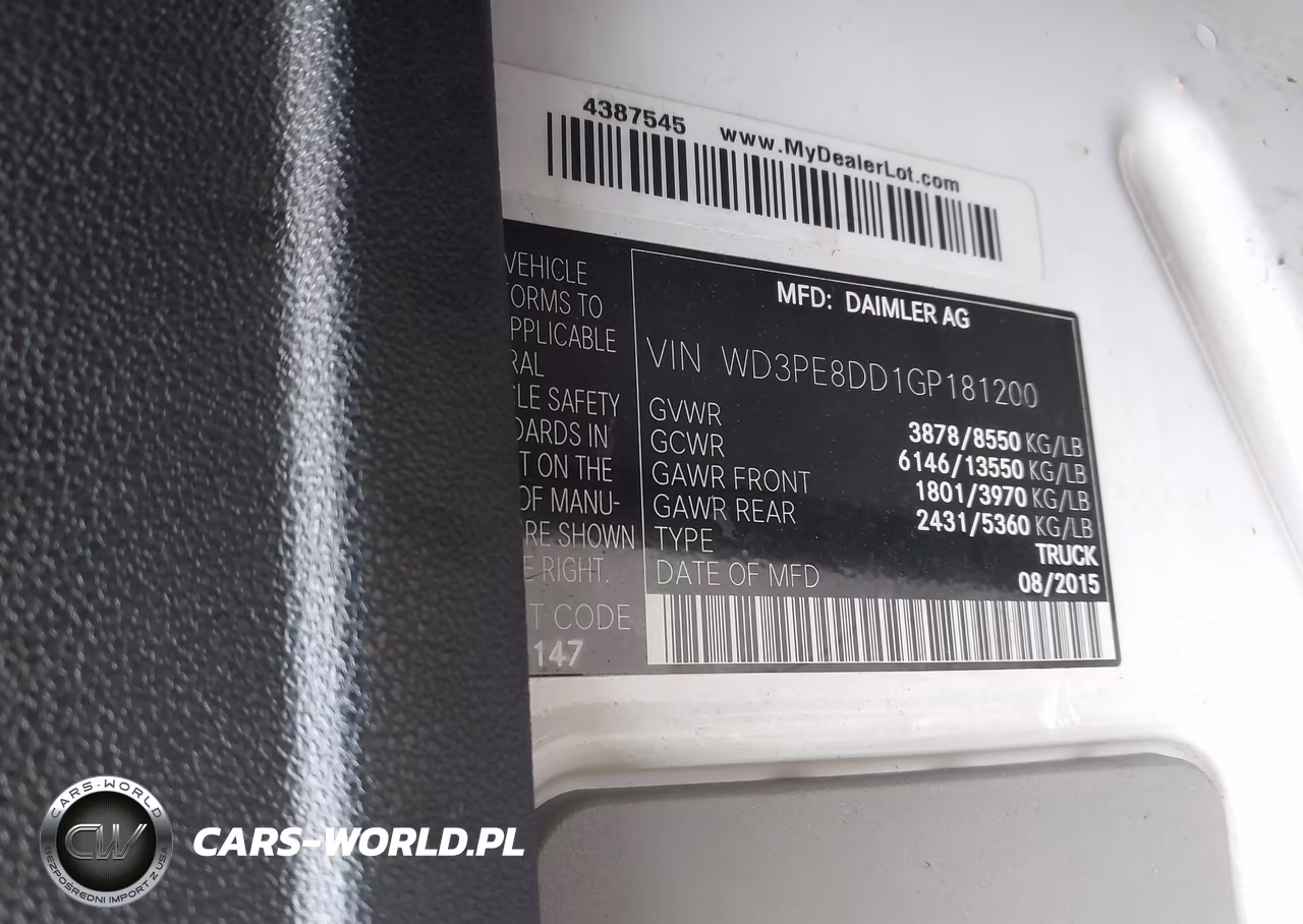 2016 Mercedes-Benz Sprinter 2500 High Roof VIN:WD3PE8DD1GP181200 - 9