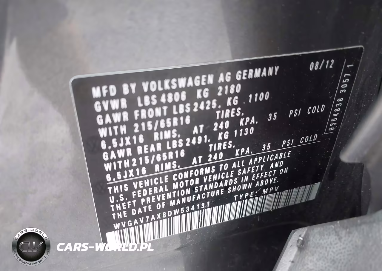 2013 Volkswagen Tiguan S VIN:WVGAV7AX8DW534131 - 9