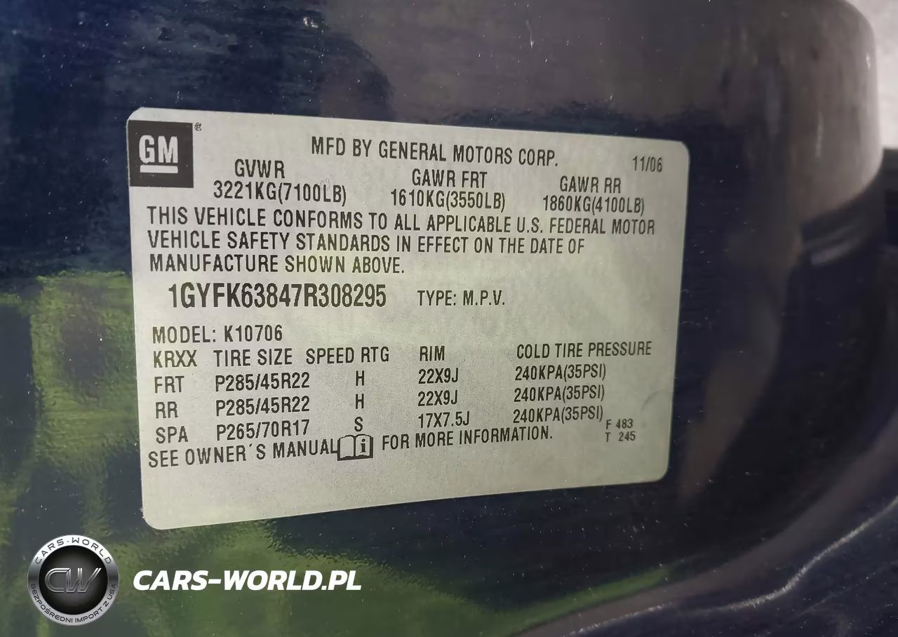 2007 Cadillac Escalade VIN:1GYFK63847R308295 - 9