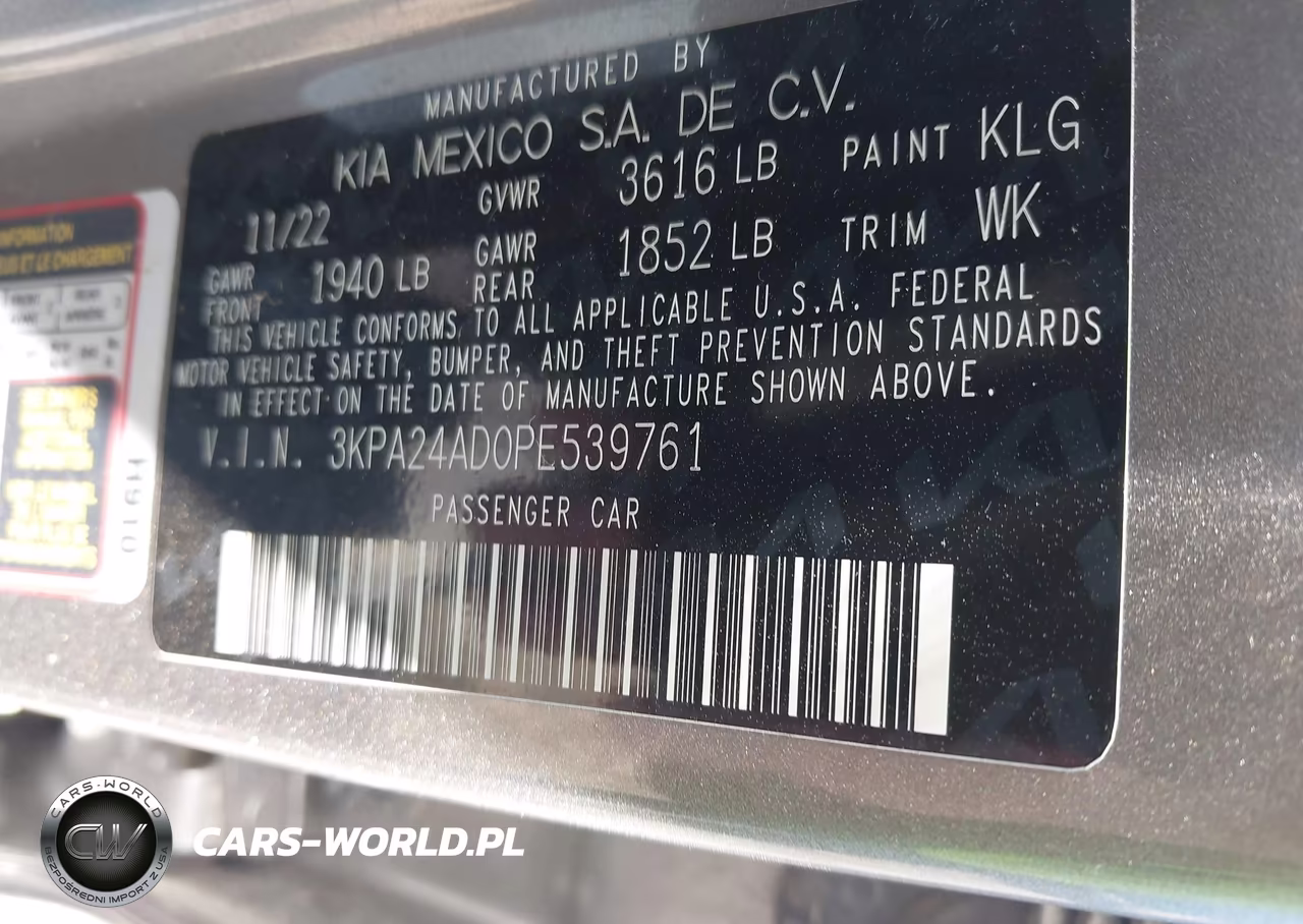 2023 Kia Rio S VIN:3KPA24AD0PE539761 - 9