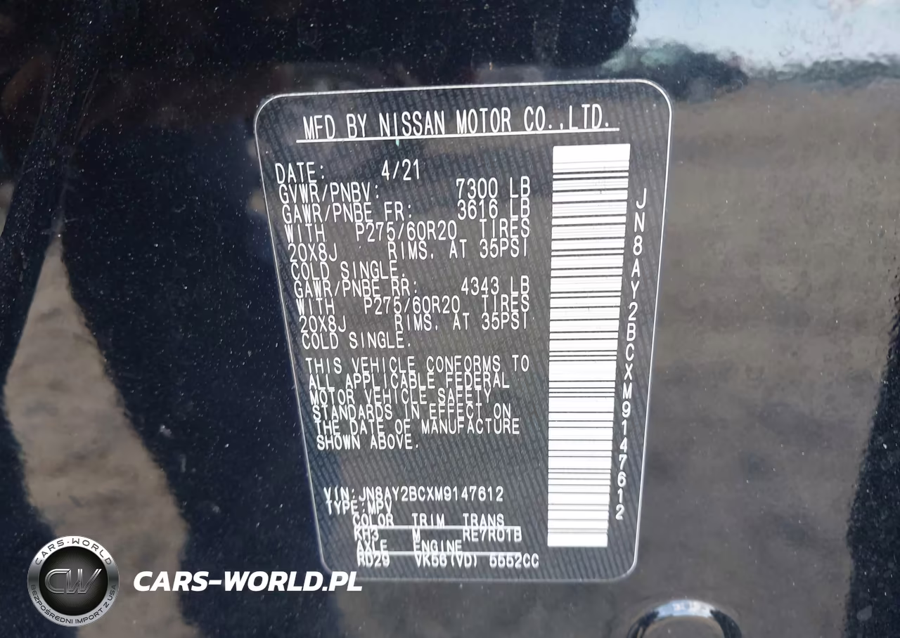 2021 Nissan Armada Sl 2Wd VIN:JN8AY2BCXM9147612 - 9