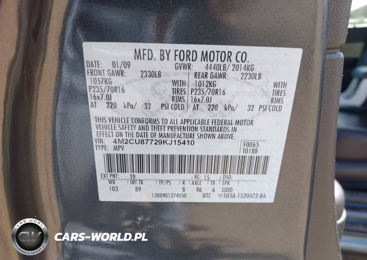 2009 Mercury Mariner Premier VIN:4M2CU87729KJ15410 - 9
