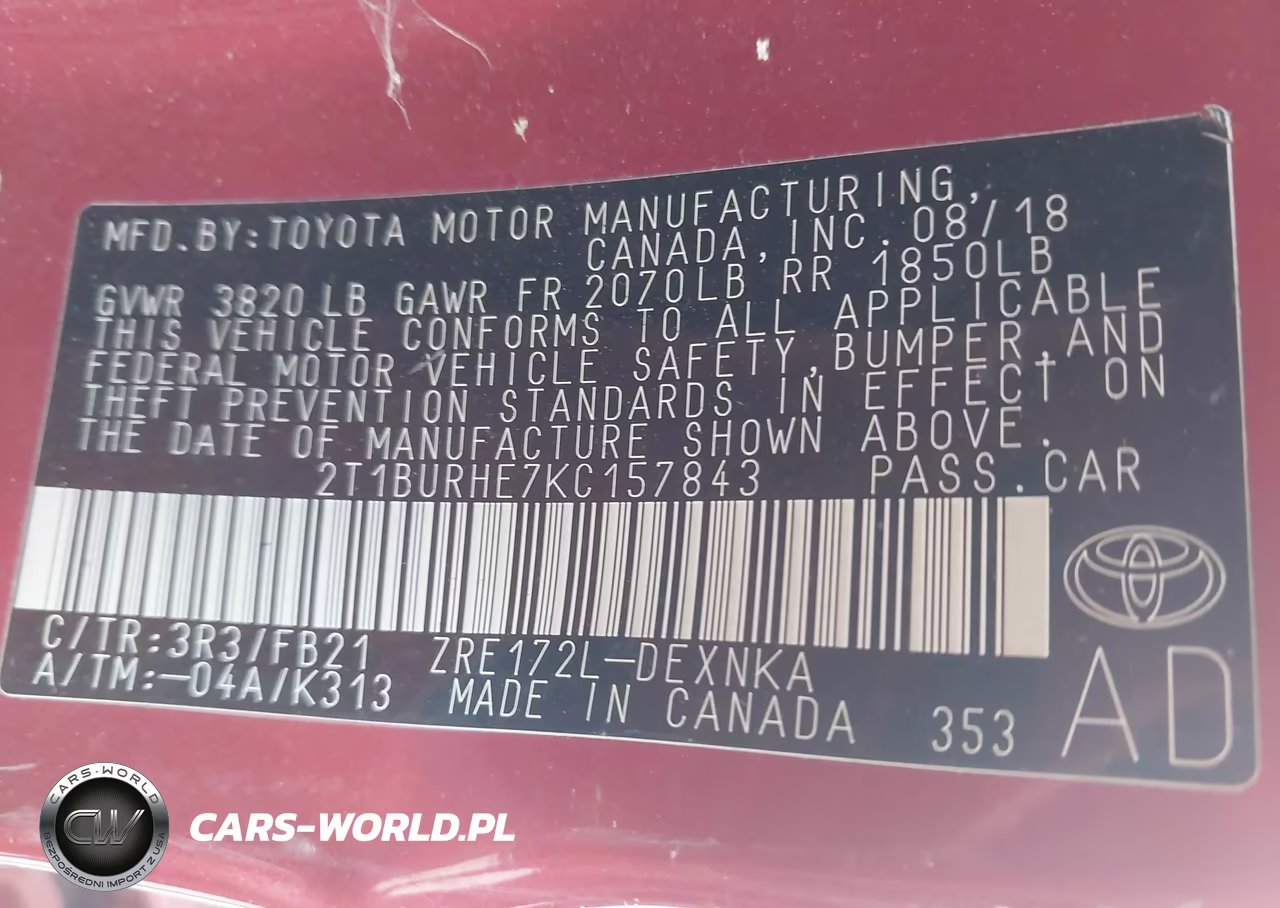 2019 Toyota Corolla Le VIN:2T1BURHE7KC157843 - 9