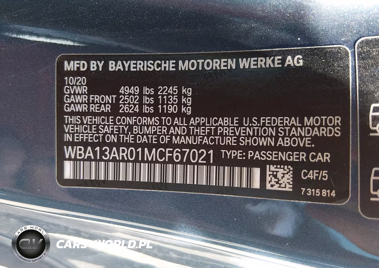 2021 BMW M440I xDrive VIN:WBA13AR01MCF67021 - 9