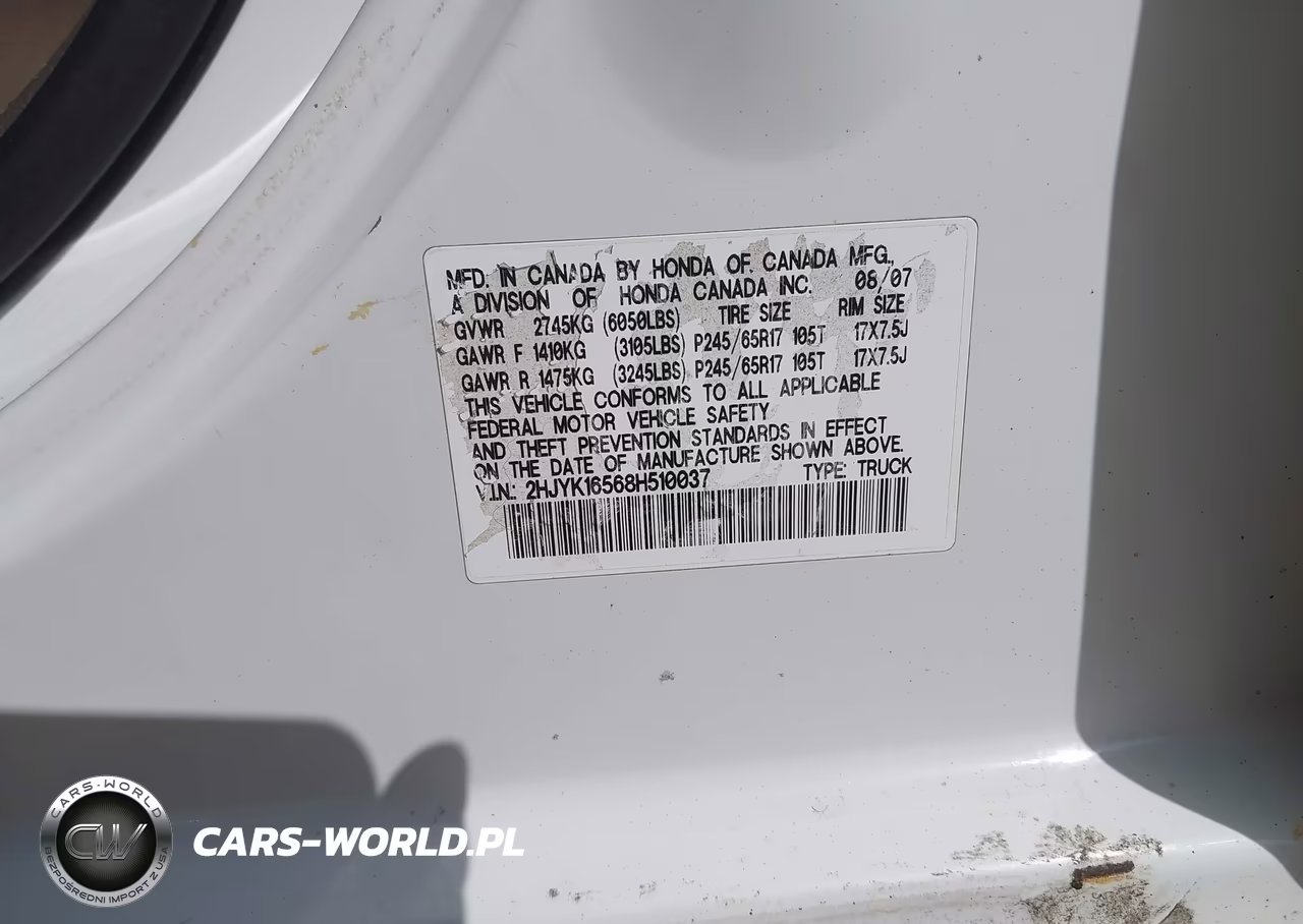 2008 Honda Ridgeline Rtl VIN:2HJYK16568H510037 - 9
