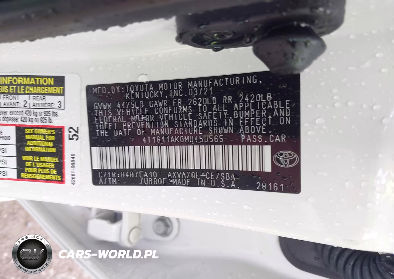 2021 Toyota Camry Se VIN:4T1G11AK0MU450565 - 9