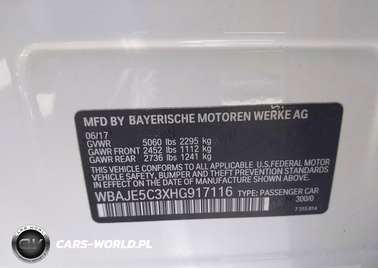 2017 BMW 540I VIN:WBAJE5C3XHG917116 - 9