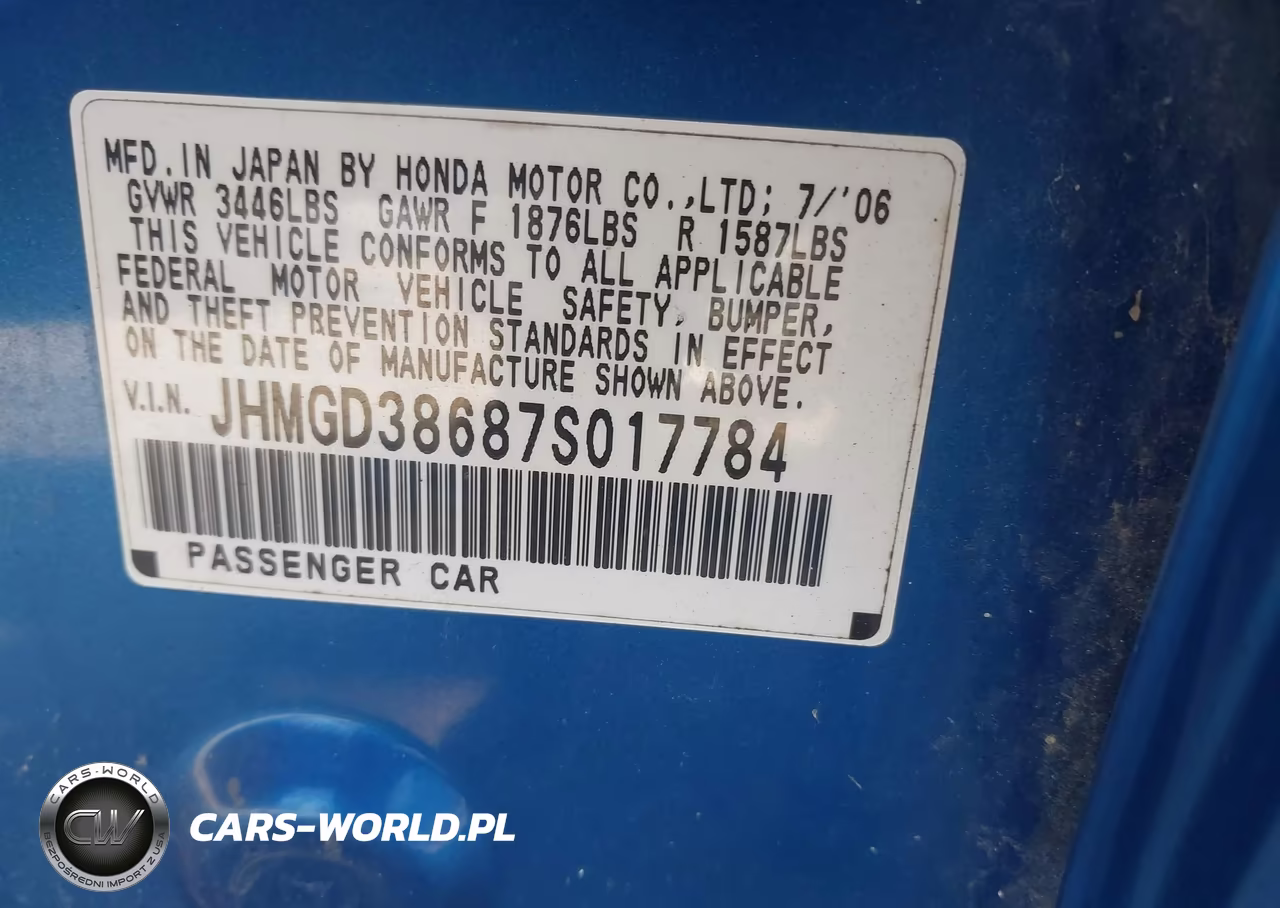 2007 Honda Fit Sport VIN:JHMGD38687S017784 - 9