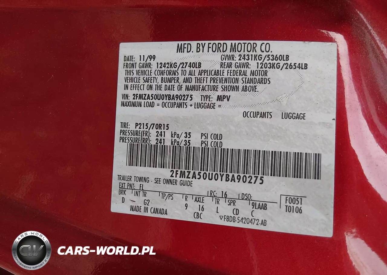 2000 Ford Windstar VIN:2FMZA50U0YBA90275 - 9
