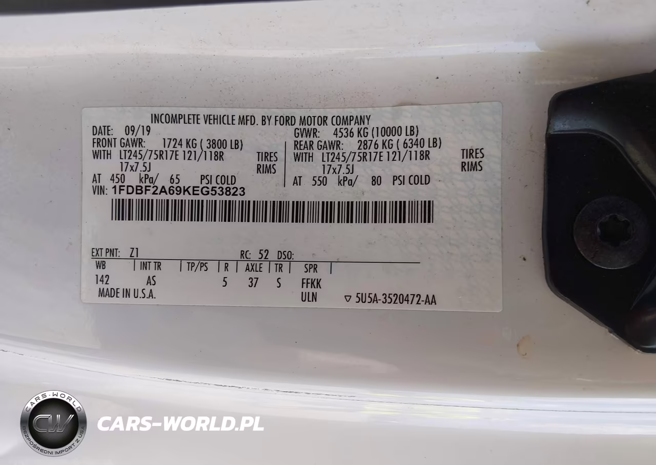 2019 Ford F-250 Xl VIN:1FDBF2A69KEG53823 - 9