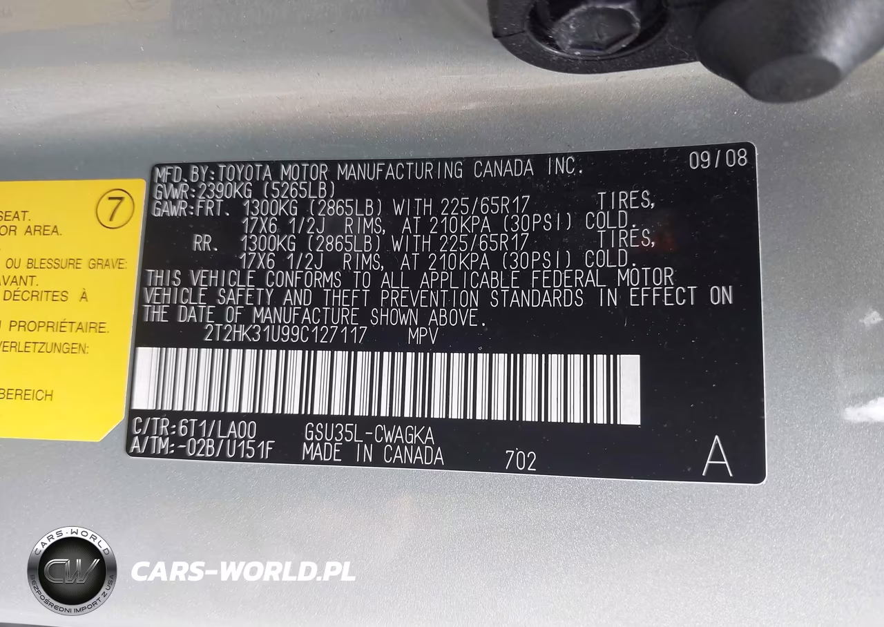 2009 Lexus Rx 350 VIN:2T2HK31U99C127117 - 9
