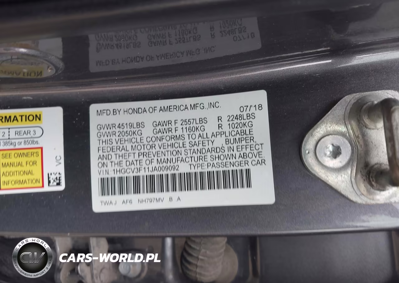 2018 Honda Accord Hybrid VIN:1HGCV3F11JA009092 - 9