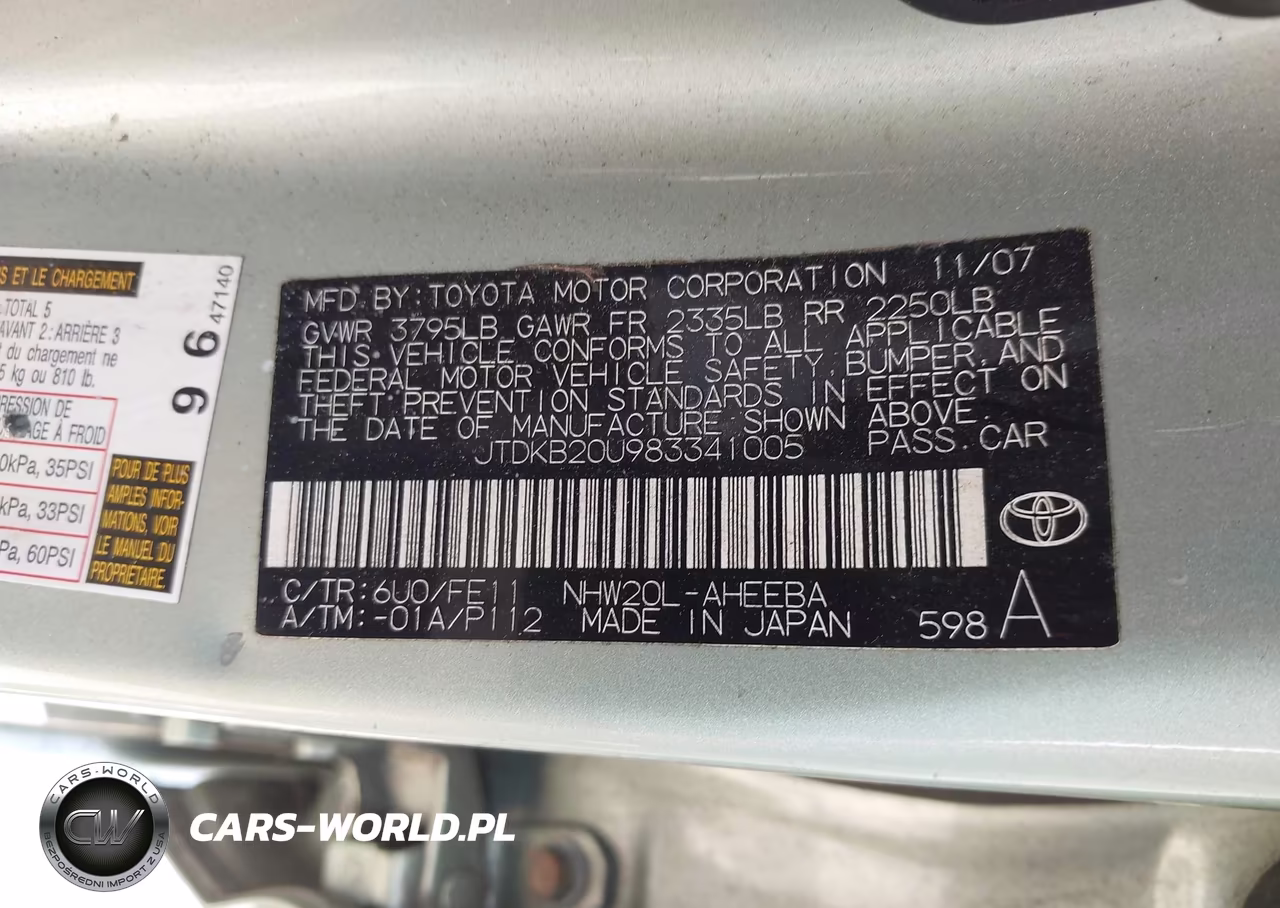 2008 Toyota Prius Touring VIN:JTDKB20U983341005 - 9