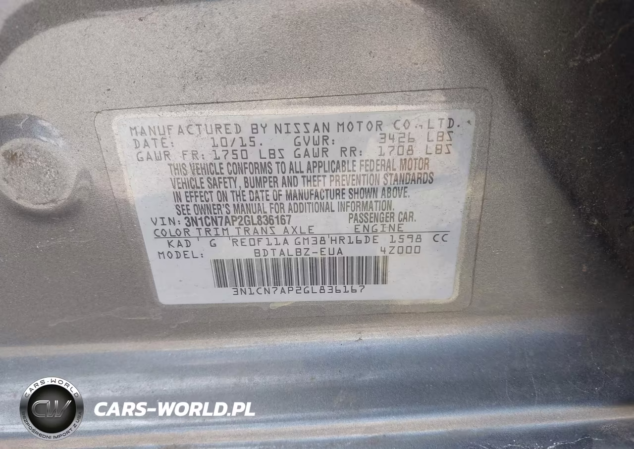 2016 Nissan Versa 1.6 Sv VIN:3N1CN7AP2GL836167 - 8